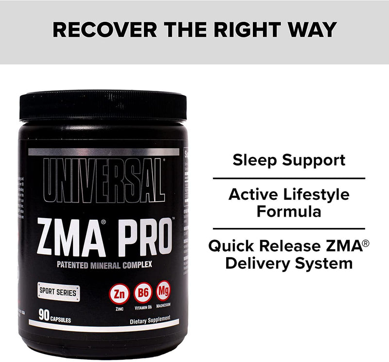Universal Nutrition ZMA Pro Supplement - Zinc, Magnesium, Vitamin B6 - Nighttime Recovery Aid for Better Sleep - 90 Capsules