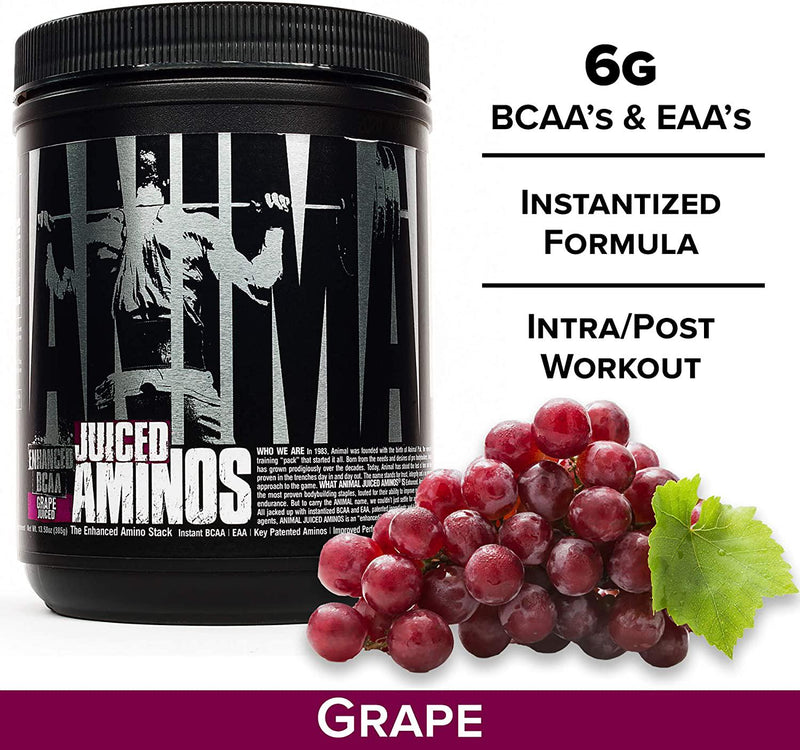 Universal Nutrition Animal Juiced Aminos Enhanced BCAA and EAA Instantized Amino Acid Supplement, Grape, 30 Count