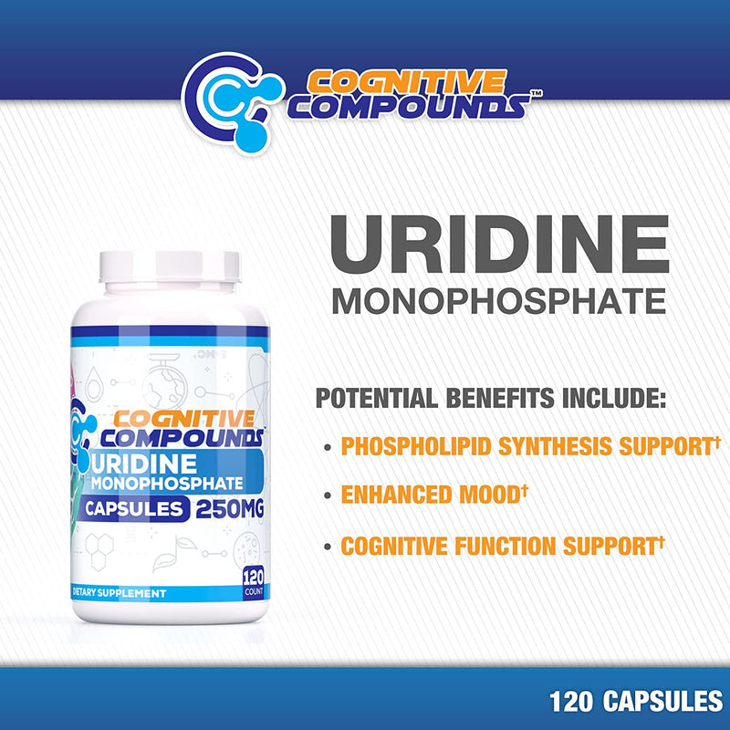 Uridine Monophosphate Capsules - May Improve Mood and Cognitive Function Support - 120 Count - Cognitive Compounds