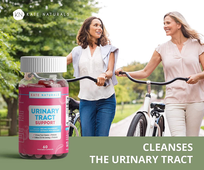 Urinary Tract Support Dietary Supplement with Prebiotic and Probiotic Complex by Kate Naturals. Supports Urinary Tract and Immune Health. 60 Vegetable Capsules (2 BOTTLES).
