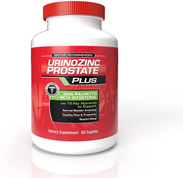 Urinozinc Plus - Prostate Supplement with Beta Sitosterol and Saw Palmetto – Reduce Frequent Urination Concerns and Support your Prostate Health, 60 Caplets