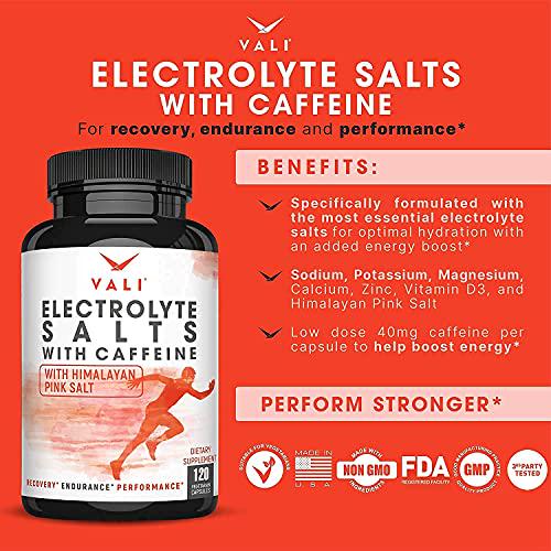 VALI Electrolyte Salts and VALI Electrolyte Salts with Caffeine Bundle - Rapid Oral Rehydration for Hydration Nutrition and Fluid Recovery, Original and Caffeinated Electrolyte Salts Bundle