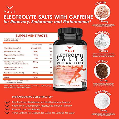 VALI Electrolyte Salts and VALI Electrolyte Salts with Caffeine Bundle - Rapid Oral Rehydration for Hydration Nutrition and Fluid Recovery, Original and Caffeinated Electrolyte Salts Bundle