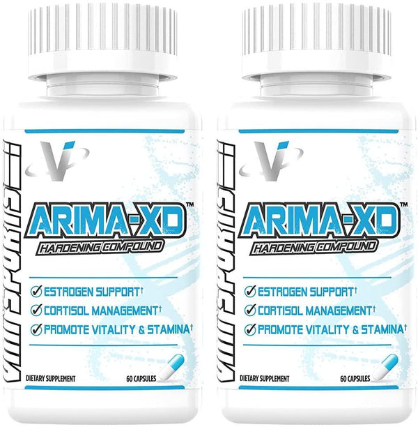 VMI Sports | Arima-XD | Estrogen Blocker for Men and Women | Aromatase Inhibitor | Cortisol Blocker | PCT Supplement for Balanced Hormone Levels | On or Off Cycle (2 Bottles / 60 Capsules Each)