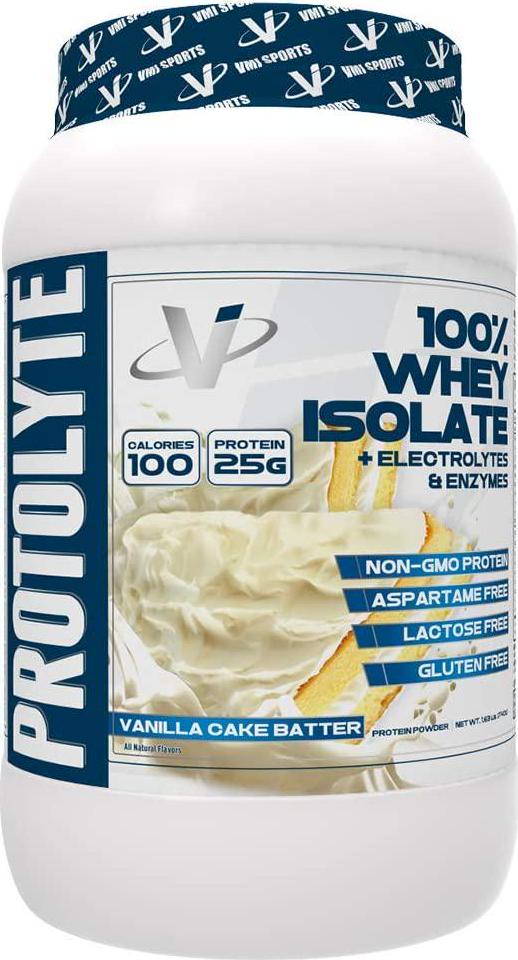 VMI Sports | ProtoLyte Whey Isolate Protein Powder | Low Calorie Whey Protein Powder for Weight Loss | Protein Powder for Muscle Gain | Digestive Enzymes | Non-GMO (Vanilla Cake Batter, 1.6 Pounds)
