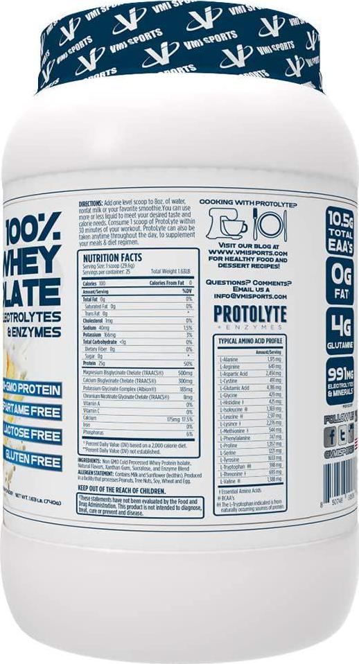 VMI Sports | ProtoLyte Whey Isolate Protein Powder | Low Calorie Whey Protein Powder for Weight Loss | Protein Powder for Muscle Gain | Digestive Enzymes | Non-GMO (Vanilla Cake Batter, 1.6 Pounds)
