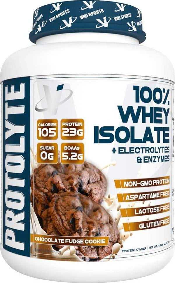 VMI Sports ProtoLyte 100% Whey Isolate Protein Powder Chocolate Fudge Cookie 70 servings with Amino Acids Electrolytes Enzymes High Protein Sugar Free Gluten Free Lactose Free 4.6 lb