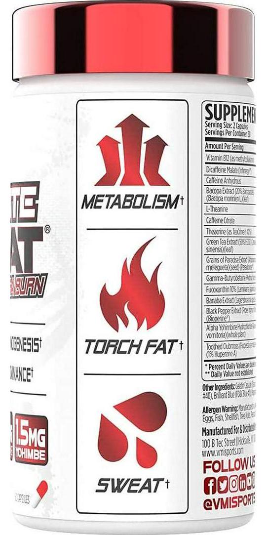 VMI Sports | White Heat Ultra Burn | Thermogenic Fat Burner for Men and Women | Energy + Weight Loss Supplements for Men and Women (60 Count)