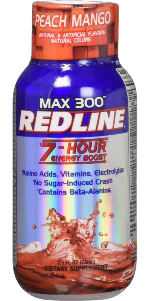 VPX Redline Power Rush 7-Hour Energy Max 300 Shot Supplement, Peach Mango, 2.5 Ounce (Pack of 12)