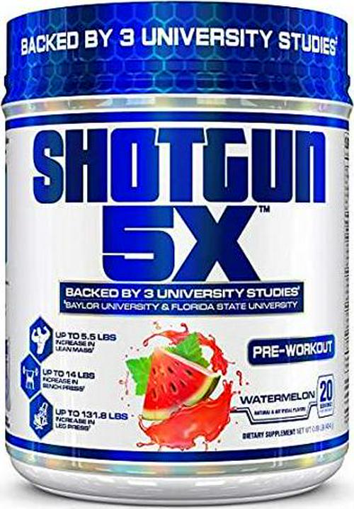 VPX Shotgun 5X Pre Workout Supplement for Men - Preworkout Energy Powder - Watermelon Flavor - 20 Servings