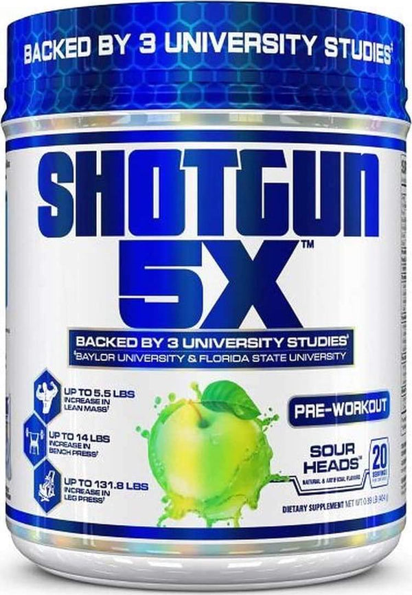 VPX Shotgun 5X Pre Workout Supplement for Men -Preworkout Energy Powder - Sour Heads Flavor - 20 Servings