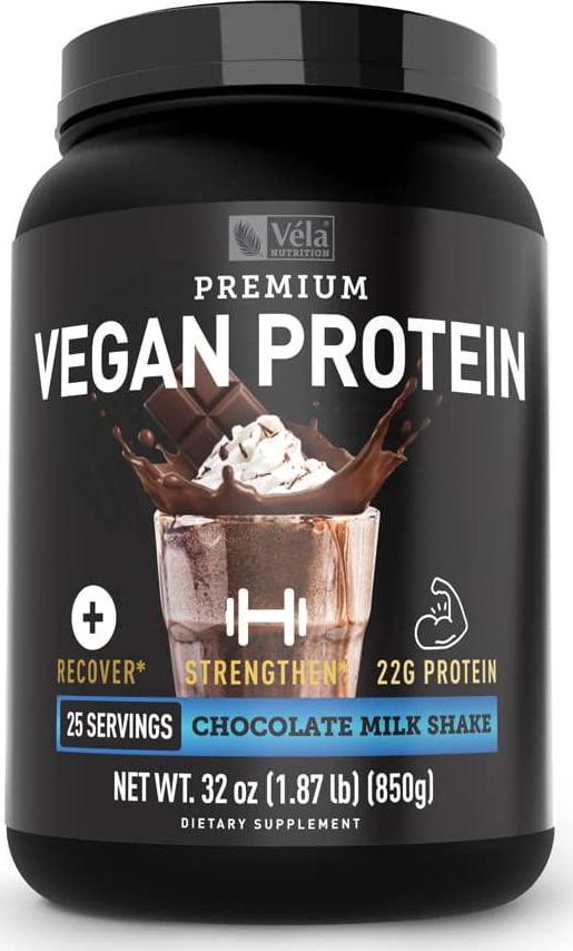 Véla Vegan Plant Protein Chocolate | 25 Servings with Vegan BCAAs Greens and Plant Protein