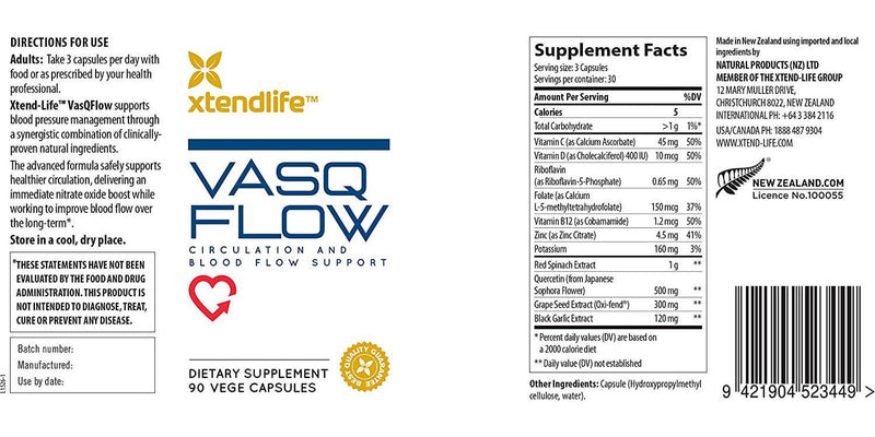 VasQFlow - Nitric Oxide Booster to Support Healthy Blood Flow (90 Capsules)