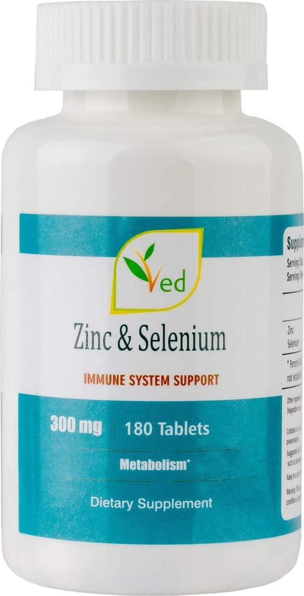 Ved Zinc and Selenium Tablet | Immune System Support | Metabolism | 300mg 180 Tablets