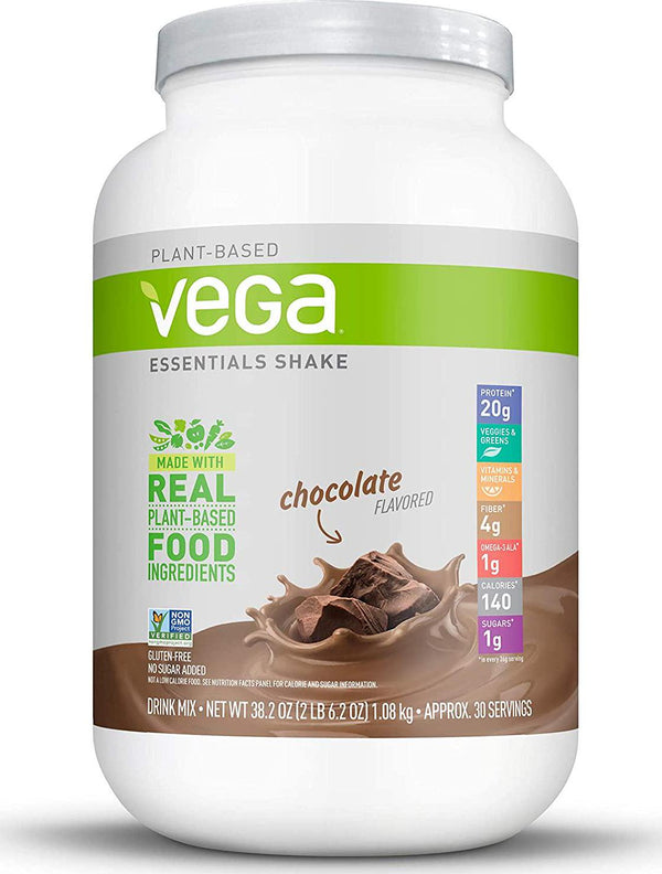 Vega Essentials Plant Based Protein Powder, Chocolate, Vegan, Superfood, Vitamins, Antioxidants, Keto, Low Carb, Dairy Free, Gluten Free, Pea Protein for Women and Men, 2.4 Pounds (30 Servings)