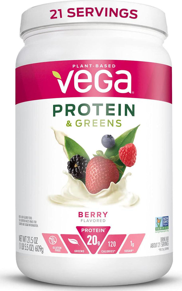 Vega Protein and Greens, Berry, Vegan Protein Powder, 20g Plant Based Protein, Low Carb, Keto, Dairy Free, Gluten Free, Non GMO, Pea Protein for Women and Men, 1.3 Pounds (21 Servings)