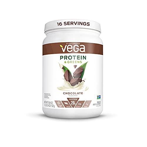 Vega Protein and Greens, Chocolate, Vegan Protein Powder, 20g Plant Based Protein, Low Carb, Keto, Dairy Free, Gluten Free, Non GMO, Pea Protein for Women and Men, 1.2 Pounds (16 Servings)