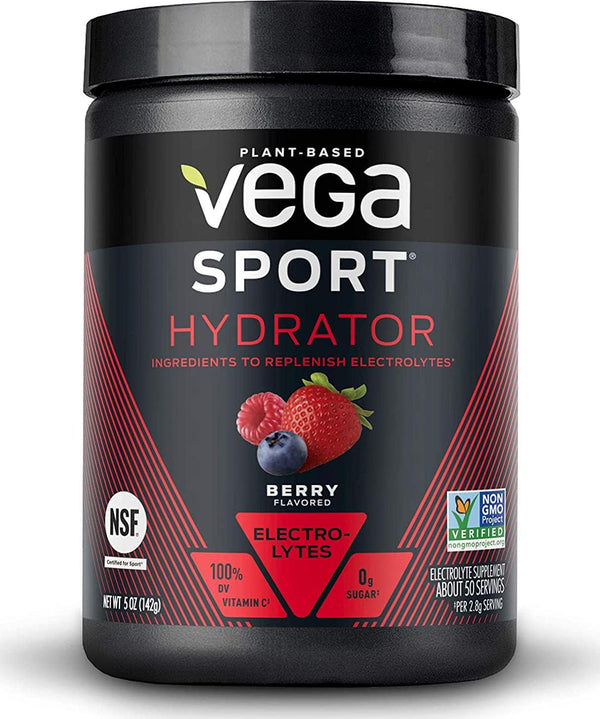 Vega Sport Hydrator, Electrolyte Powder, Berry, Post Workout Recovery Drink for Women and Men, Vitamin C, Vegan, Keto, Sugar Free, Dairy Free, Gluten Free, Non GMO (50 Servings)