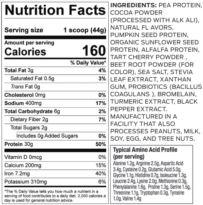 Vega Sport Premium Protein Powder, Chocolate, Vegan, 30g Plant Based Protein, 5g BCAAs, Low Carb, Keto, Dairy Free, Gluten Free, Non GMO, Pea Protein for Women and Men, 4.36 Pounds (45 Servings)