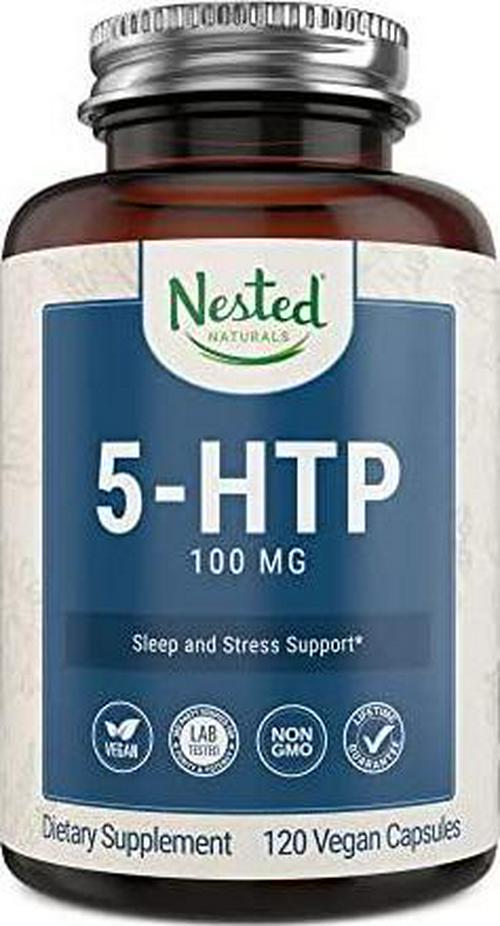 Vegan 5HTP 100 mg (5-hydroxytryptophan) | Sleep and Stress Support | Naturally Sourced Serotonin Supplement | 120 Non-GMO Capsules