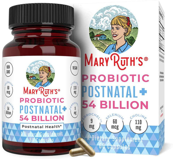 Vegan Postnatal Probiotic by MaryRuth's - Capsules Loaded with Essential Nutrients for Breastfeeding Moms - Nursing Probiotics with Vitamins, Minerals and Antioxidants for Mother and Child - 60 Count