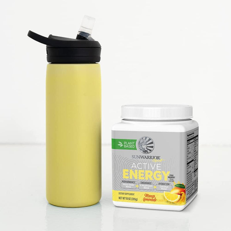 Vegan Pre Workout Energy Drink | Pre Workout for Women and Men Keto Plant Based Organic | Mango Lemonade 10 Oz | Active Energy Powder for Endurance Immunity and Hydration by Sunwarrior