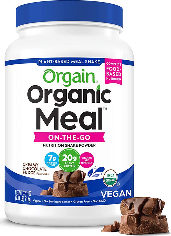 Vegan Protein Meal Replacement Powder by Orgain - 20g of Protein, Certified Organic and Plant Based, No Gluten, Soy or Dairy, Non-GMO, Creamy Chocolate Fudge, 2.01lb (Packaging May Vary)