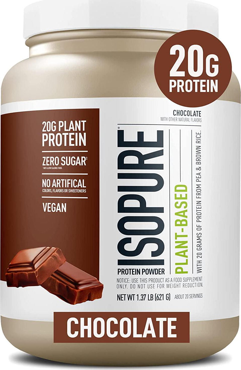 Vegan Protein Powder from Isopure, Monk Fruit Sweetener, Post Workout Recovery, Sugar Free, Plant Based, Organic, Pea Protein, Dairy Free with Amino Acids Chocolate, 22 Servings (Packaging May Vary)