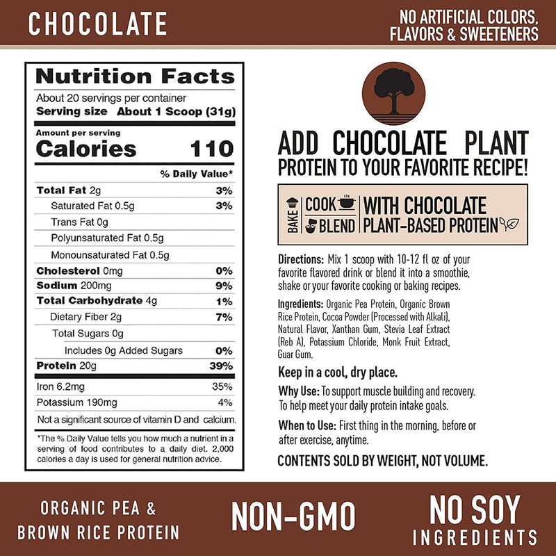 Vegan Protein Powder from Isopure, Monk Fruit Sweetener, Post Workout Recovery, Sugar Free, Plant Based, Organic, Pea Protein, Dairy Free with Amino Acids Chocolate, 22 Servings (Packaging May Vary)