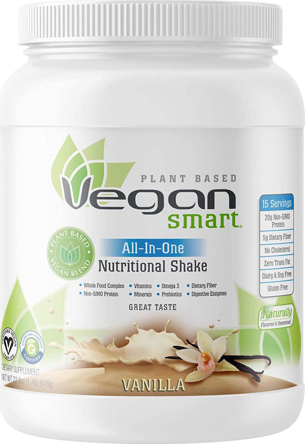 Vegansmart Plant Based Vegan Protein Powder by Naturade, All-in-One Nutritional Shake - Vanilla (15 Servings)