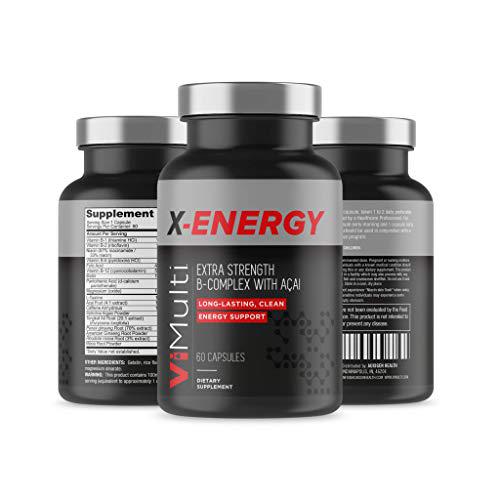 ViMulti X-Energy Extra Strength Vitamin B Complex with Acai | Long Lasting Energy Support | Provides Natural Energy Boost and Eliminates Fatigue. No Jitters and No Crashes with These Energy Capsules