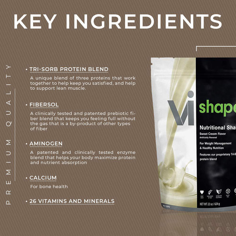 ViSalus Vi Shape Nutritional Shake Mix Sweet Cream Flavor | 4 Bags (22oz Each / 96 Total Servings)