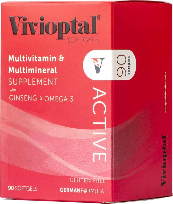 ViVivioptal Active 90 Capsules - Multivitamin and Multimineral Supplement - Ginseng and Omega 3