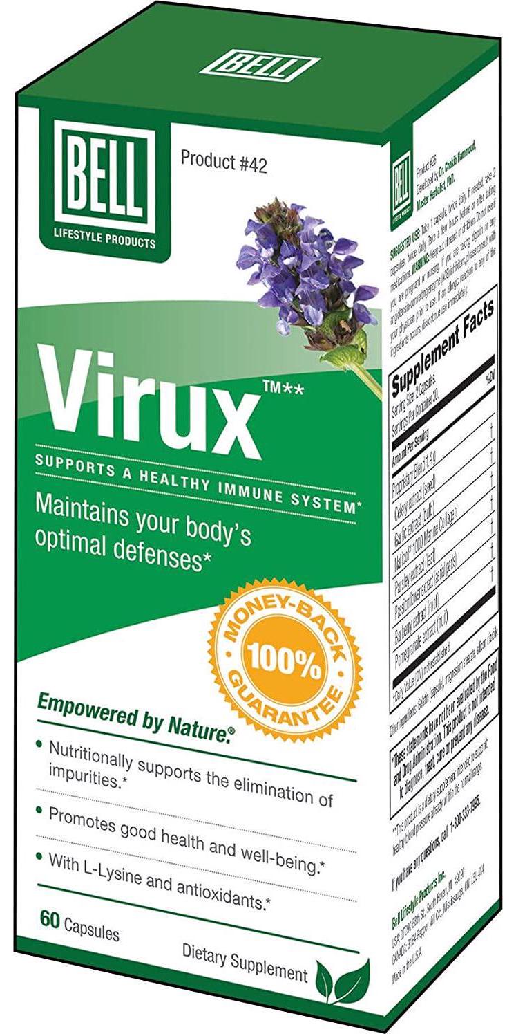 Virux by Bell Lifestyle Products | Natural Herbal Supplement for Immune System Support and Boost | with L-Lysine and Red Marine Algae | Sold Directly by The Manufacturer
