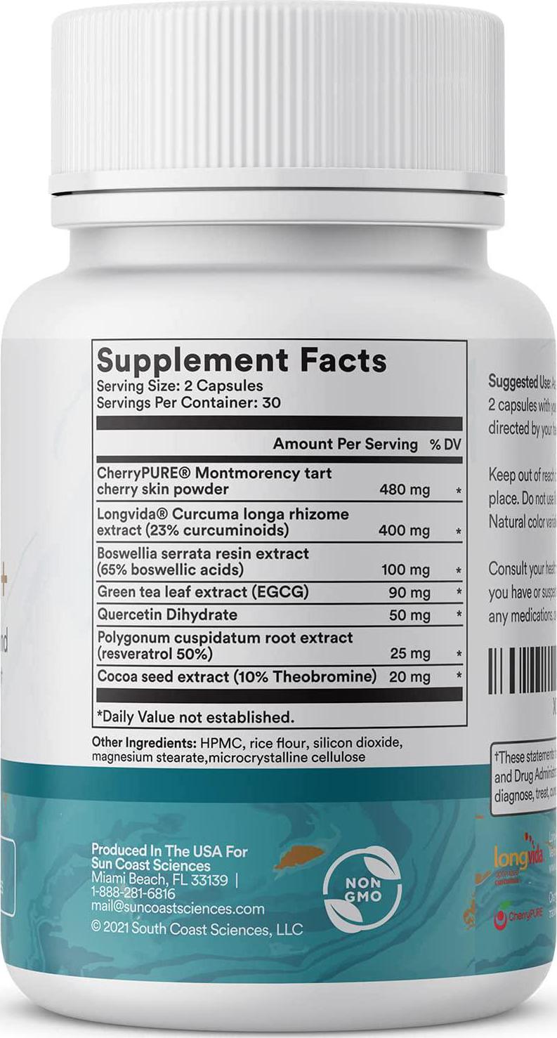 Vitacell+ Longvida Optimized Liposomal Curcumin Capsules - Clinically Tested Ingredients for Improved Joint Support, Higher Energy and Brain Fog Relief – Quercetin, Resveratrol, Boswellia Serrata and More
