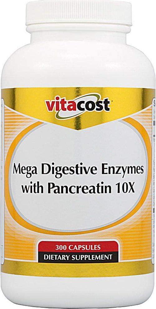 Vitacost Mega Digestive Enzymes with Pancreatin 10X - 300 Capsules