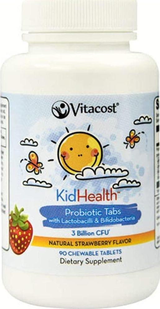 Vitacost Probiotic Tabs for Kids Strawberry - 3 billion CFU** - 90 Chewable Tablets