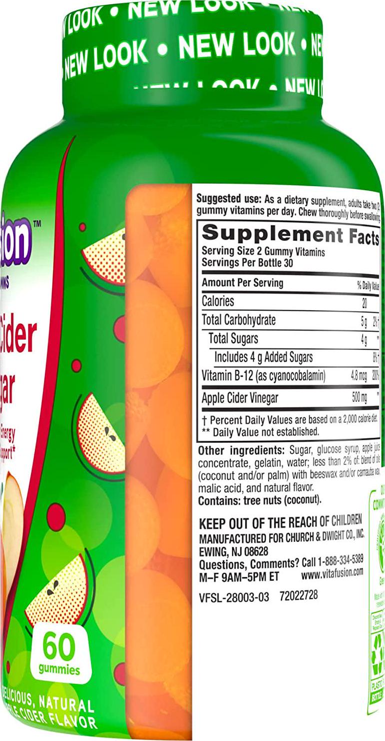 Vitafusion Apple Cider Vinegar Gummy Vitamins, 60ct