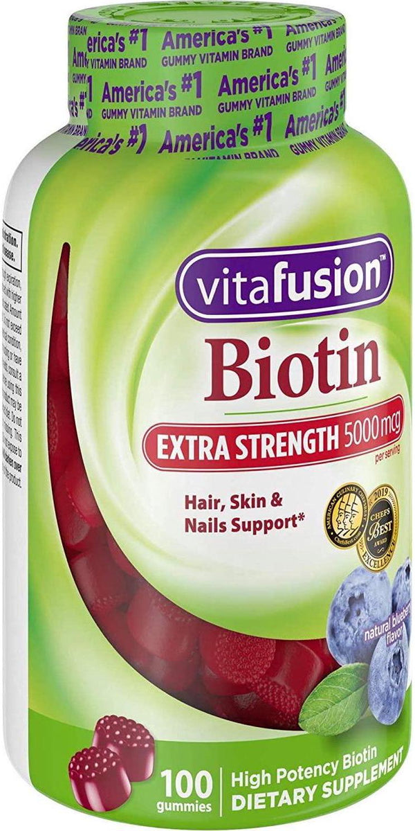 Vitafusion Extra Strength Biotin Gummies, 100 Count (Pack of 2)
