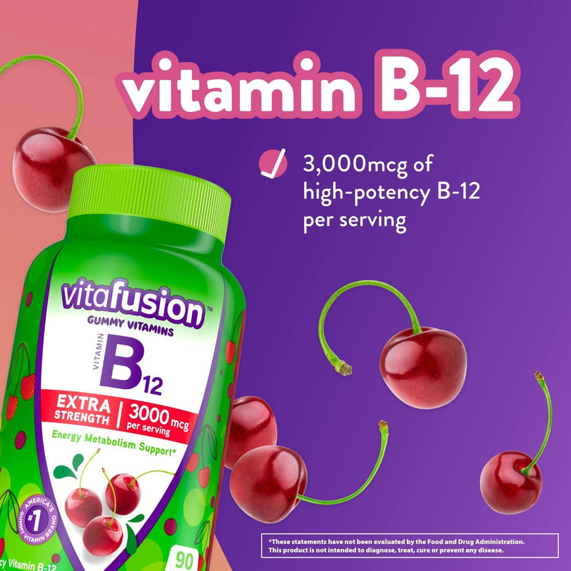 Vitafusion Extra Strength B12 Gummies, 90 Count