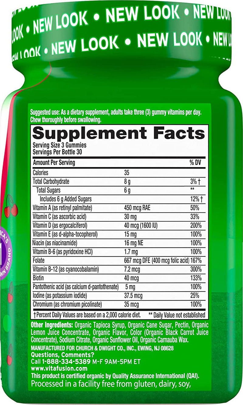 Vitafusion Organic Women’s Gummy Multivitamin, 90 Count - Non-GMO, Gluten-Free, No Gelatin, No HFCS