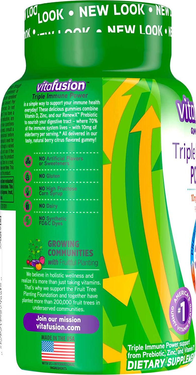 Vitafusion Triple Immune Power Gummy Vitamins, 60 Count