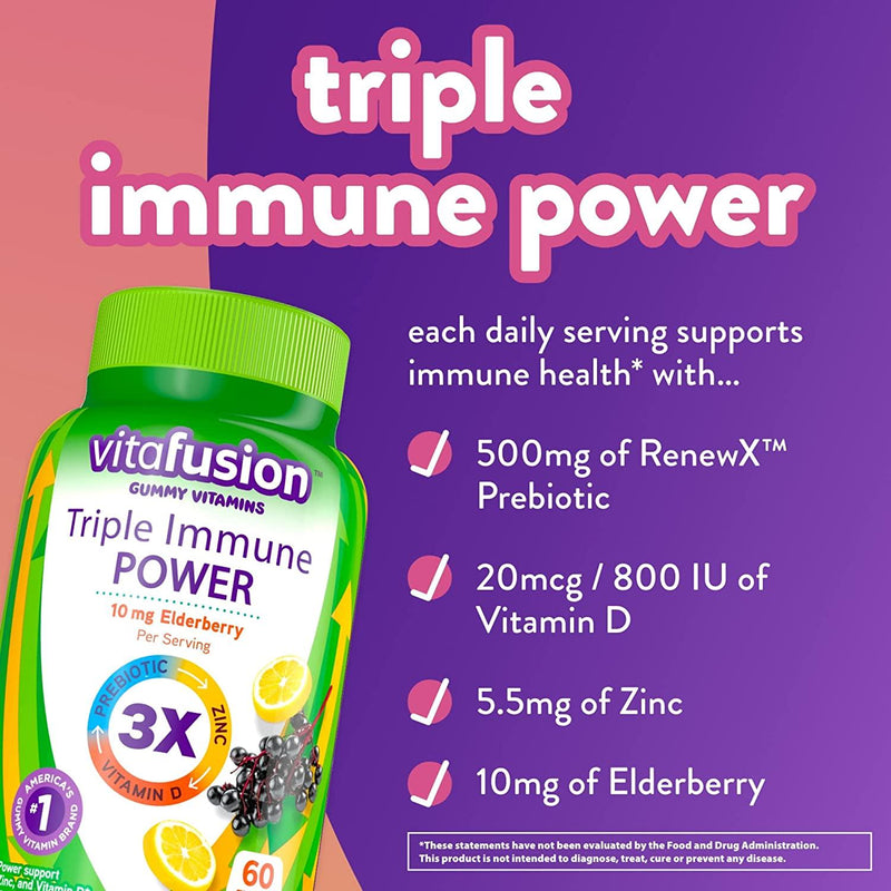 Vitafusion Triple Immune Power Gummy Vitamins, 60 Count