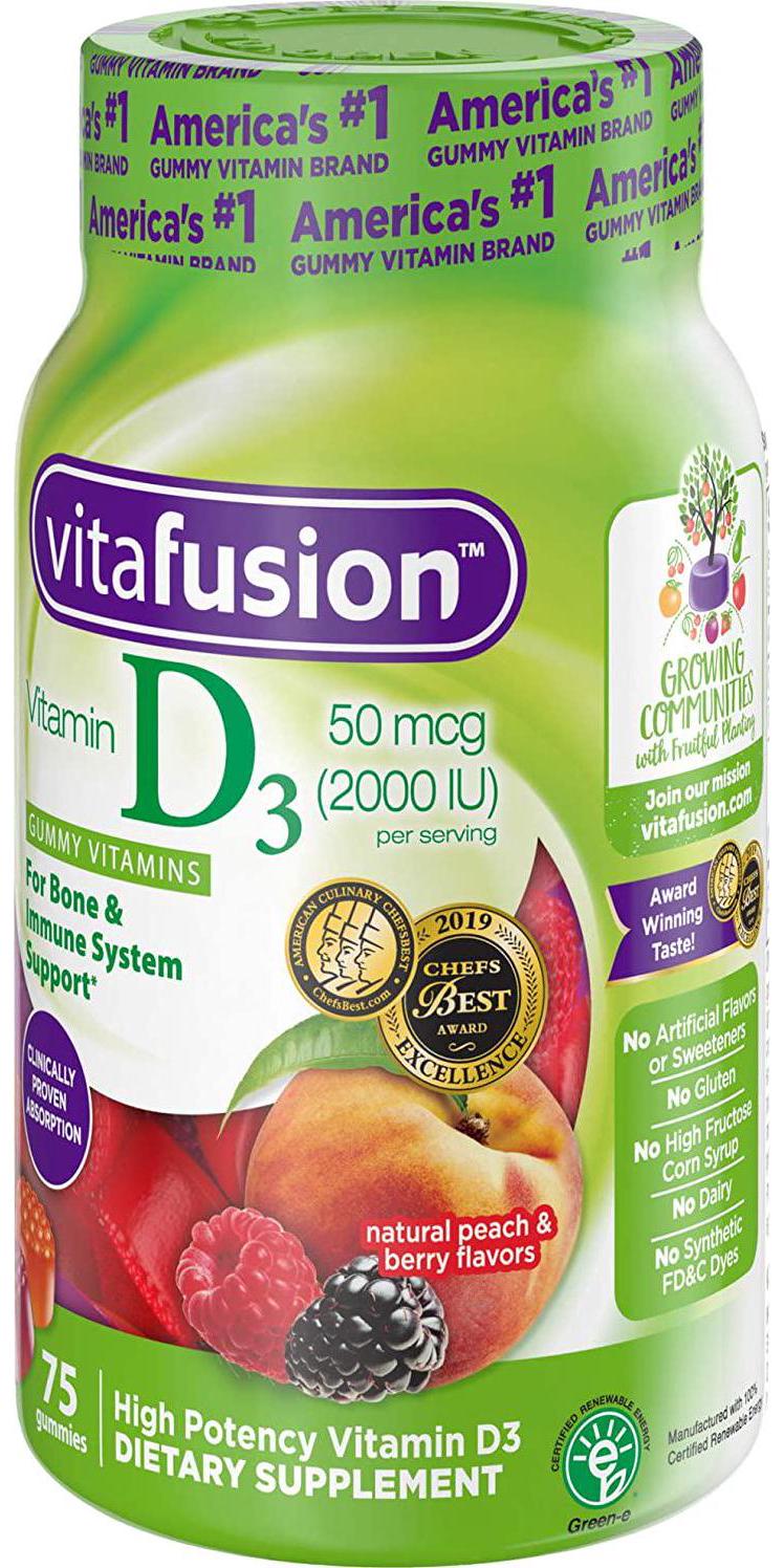 Vitafusion Vitamin D3 Gummy Vitamins, 75 Count, Pack of 3