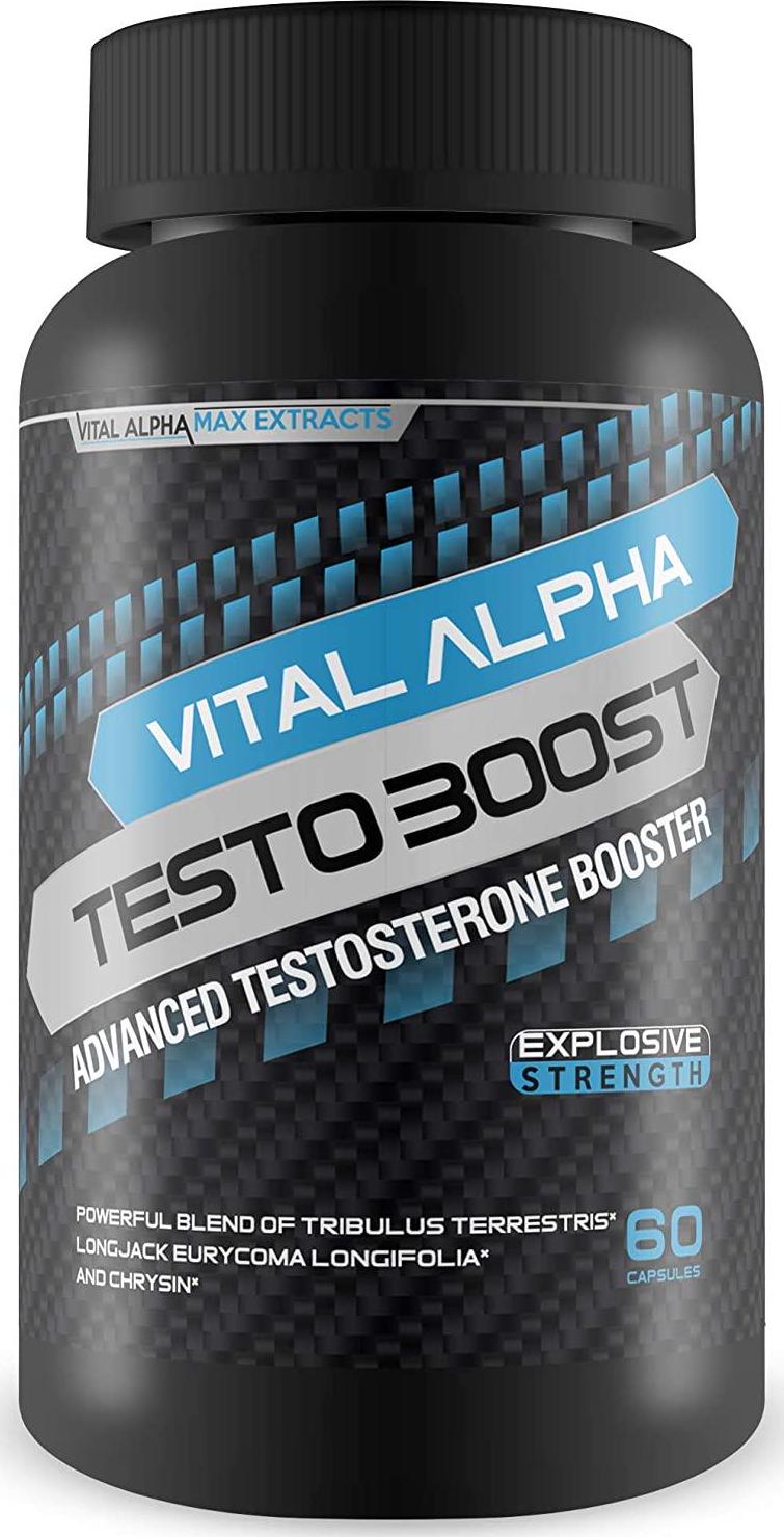 Vital Alpha Testo Boost - Tribulus Terrestris Male Formula - Support Male Energy, Drive, Stamina, Performance, and Growth - Aid Improved Gains - Help Balance Mood