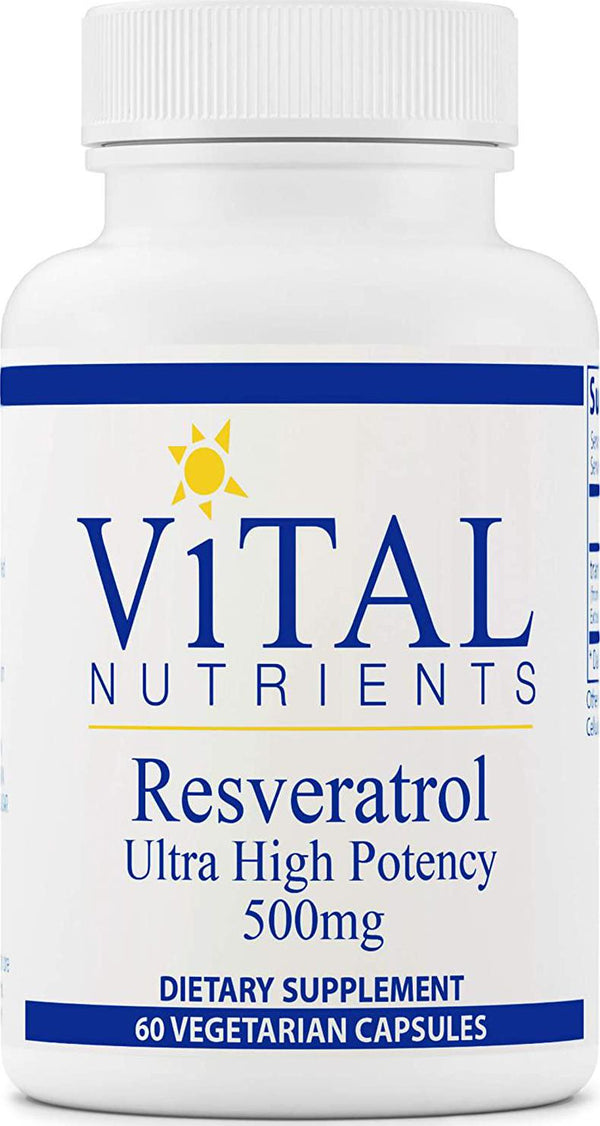 Vital Nutrients - Resveratrol - Ultra High Potency - Cardiovascular and Cell Health Support - 60 Vegetarian Capsules per Bottle - 500 mg