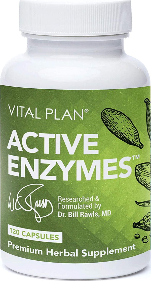 Vital Plan Active Enzymes Supplement by Dr. Bill Rawls - Digestive Enzymes for Gut Health and Digestion - Protease, Bromelain, Lactase, Amylase and Lipase