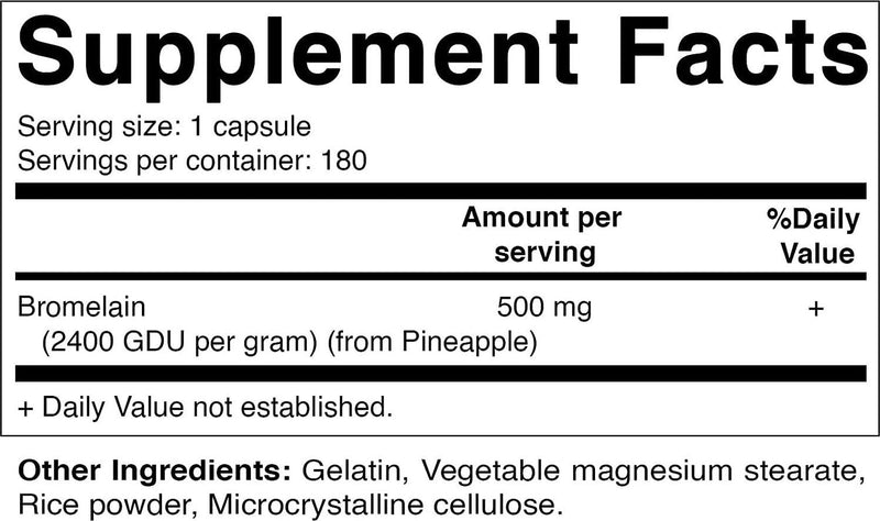 Vitamatic Bromelain Supplement 500mg, 2400 GDU/g, Proteolytic Enzymes, Supports Digestion of Proteins, 180 Count