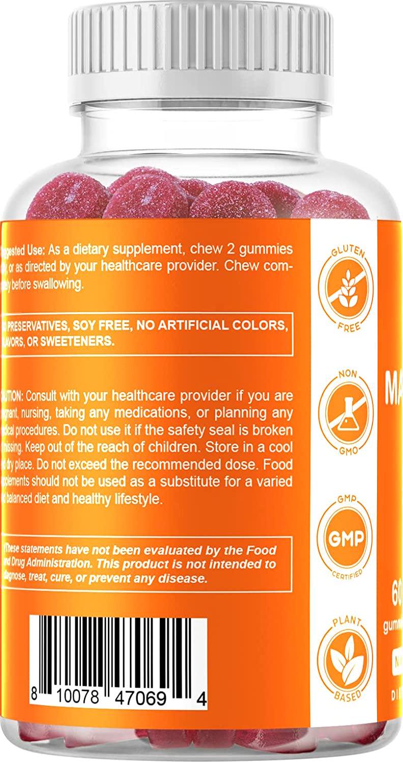 Vitamatic Magnesium Citrate Gummies 600mg per Serving - 60 Vegan Gummies - Promotes Healthy Relaxation, Muscle, Bone, and Energy Support