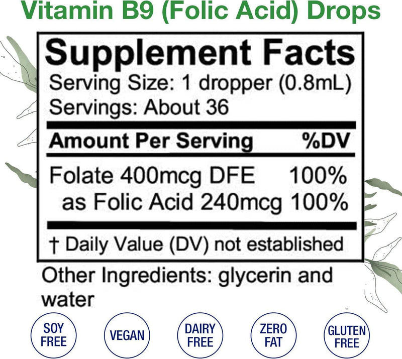 Vitamin B9 Folic Acid Alcohol-Free Liquid Extract (1 oz.)